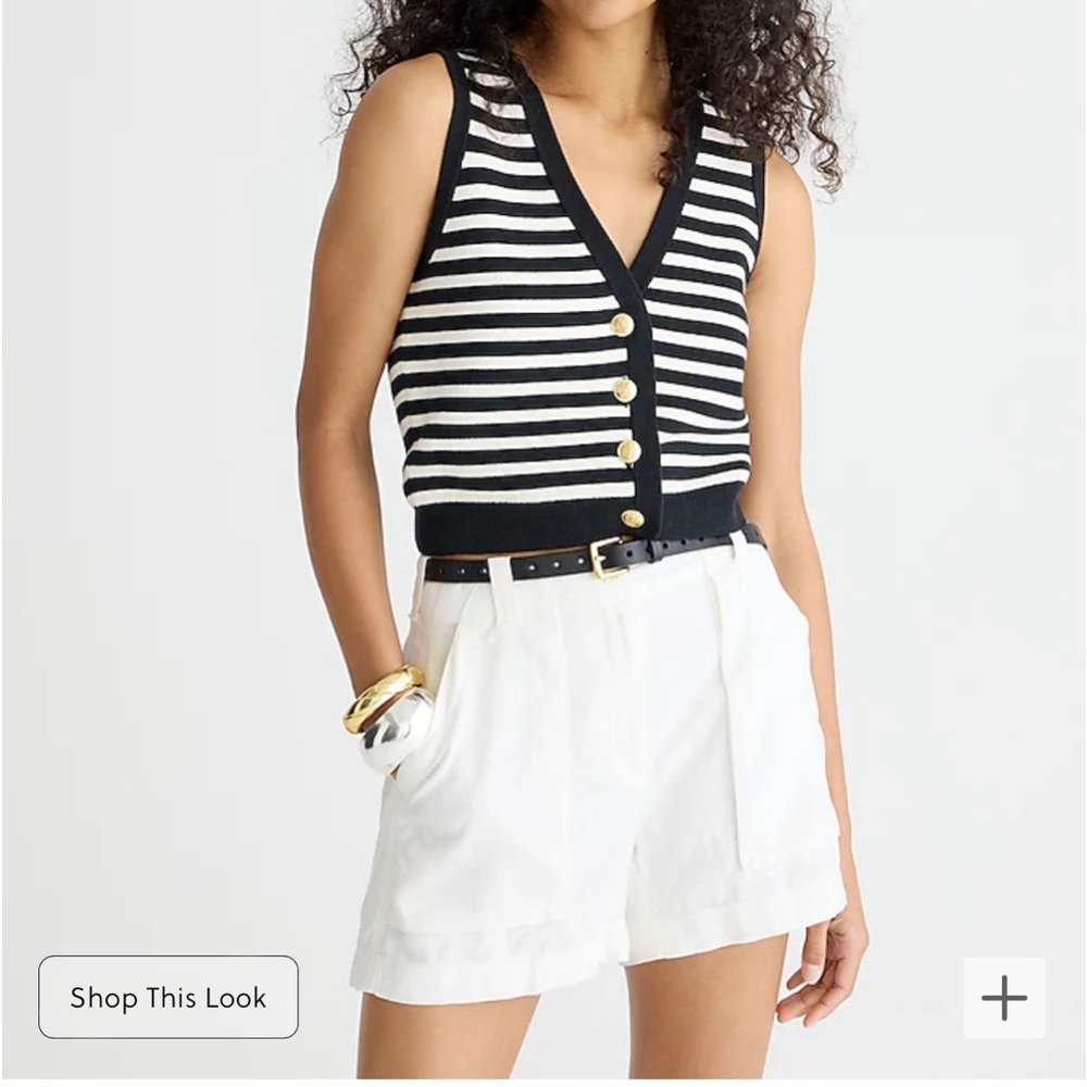 J Crew Emilie sweater vest black white stripe. Size L